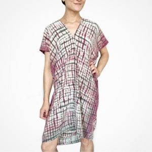 Katrin Reifeiss The Studio Dress in green and purple tie dye print